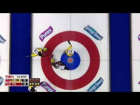 #scotties2017 [F-1E] Englot (MB) vs Homan (ON) "Roll it they will, towards the center line..."