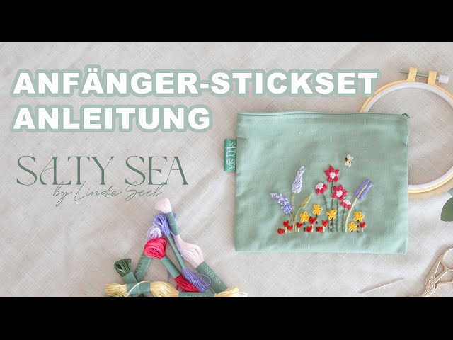 Anfänger Stickset: Kosmetik-Täschchen besticken lernen