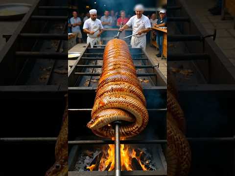 Biggest Python roasting in china restauran. #streetfood #food #chinesefoods #snakes P-8