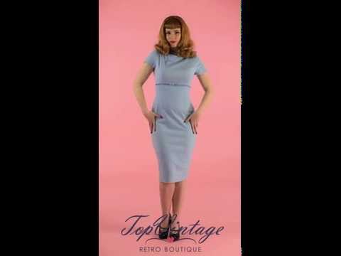 TopVintage - 50s Sherrie Pencil Dress in Light Blue