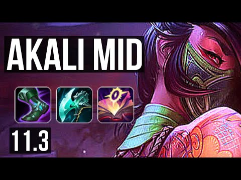 AKALI vs LULU (MID) | 6 solo kills, 800+ games | NA Master | v11.3
