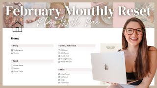 February Monthly Reset & Plan With Me | Aesthetic Notion Tour, Setting Goals & Monthly Reset Routine