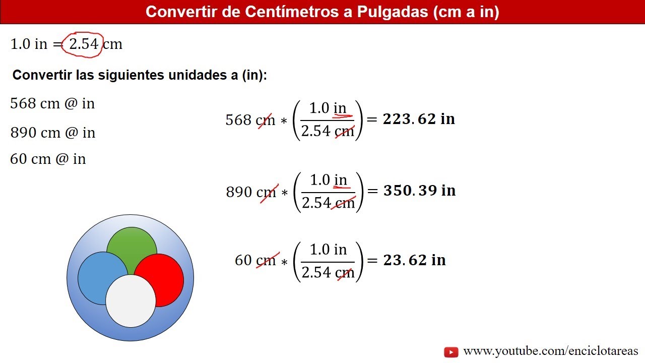 Centímetros a Pulgadas (cm a in) - EJEMPLOS