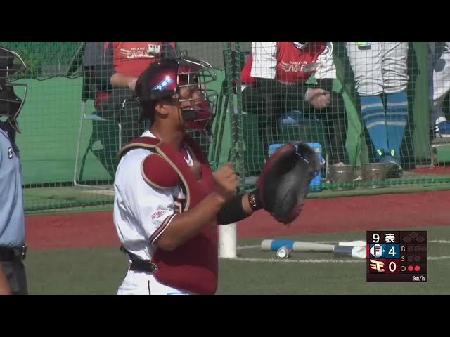 【ファーム】イーグルス・堀内謙伍が素早い送球で盗塁を阻止する!! 2022年7月10日 東北楽天ゴールデンイーグルス 対 北海道日本ハムファイターズ