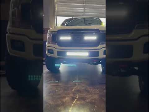 Ford F-150 Gets LED Light Bars installed // 20 inch bumper and 10 inch grill lights!