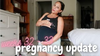 WEEKS 32 - 33 PREGNANCY UPDATE 🎀 | catching a contraction on camera!