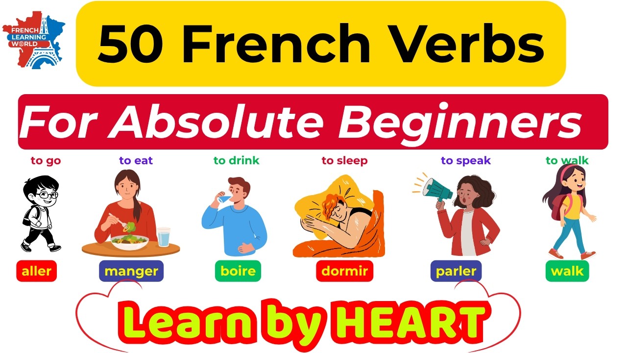 👉 50 Essential French Action Verbs 🇫🇷 | Easy Sentences for Daily Use🚀 #frenchforbeginner