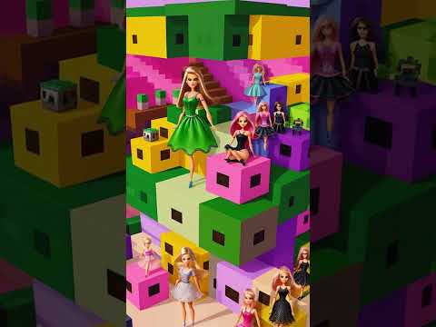 🎮 Minecraft Meets Barbie: Explore a Pixelated Wonderland! 🏰#minecraft #barbie #shorts