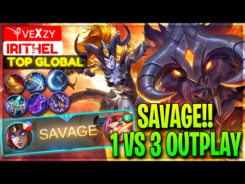 SAVAGE!! 1 VS 3 Outplay - Top Global Irithel ༆ᴠᴇxᴢʏ༆ - Mobile Legends