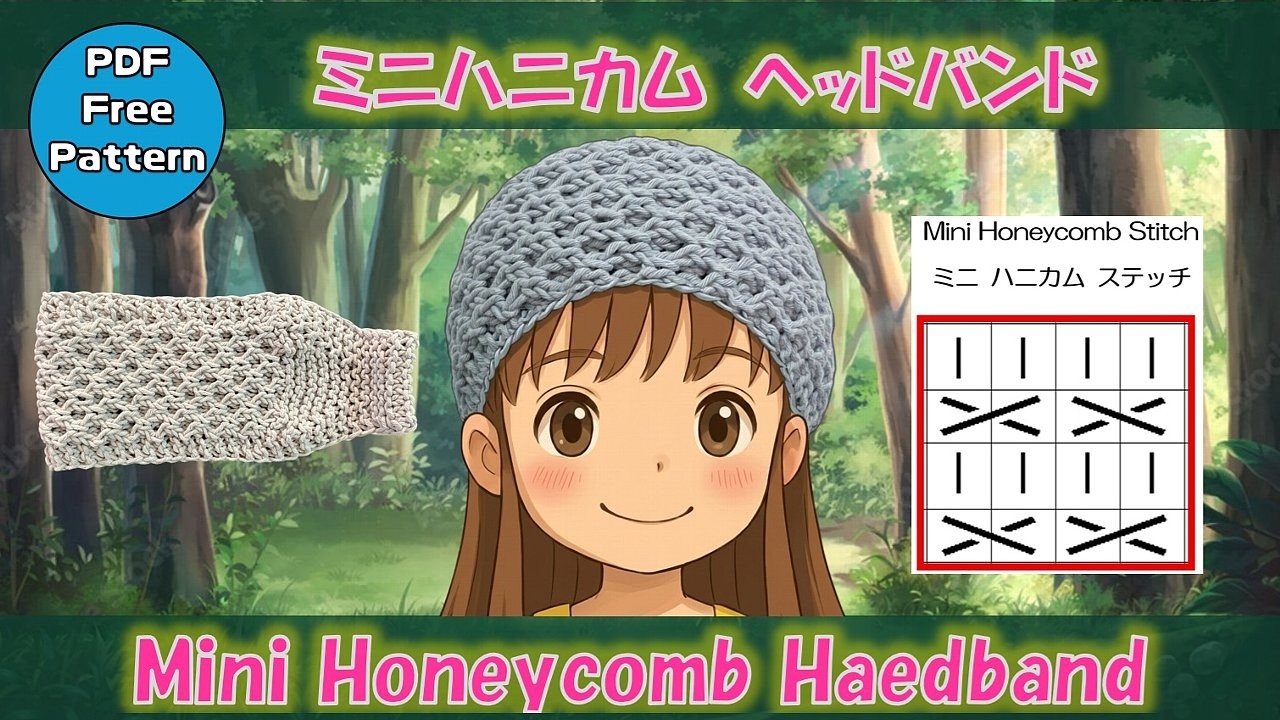 【棒針編み🧶編み図】ミニハニカム ヘッドバンドKnitting Mini Honycomb Headband