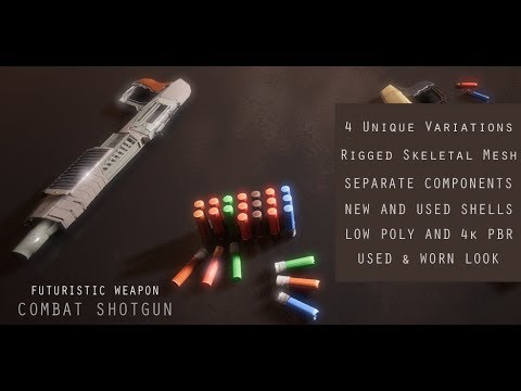 Unreal Engine 4 - Futuristic Sci-fi Combat Shotgun and VR usage demo