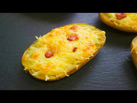 Patatas al horno con queso y jamón