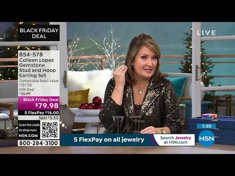 Colleen Lopez Gemstone Stud and Hoop Earring Set