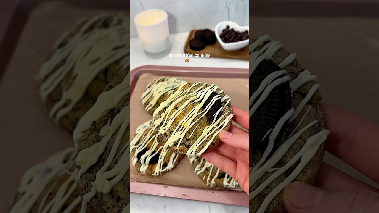 Oreo Stuffed Cookies!🍪🖤🤍#baking #bakingrecipe #oreo #cookies #recipe