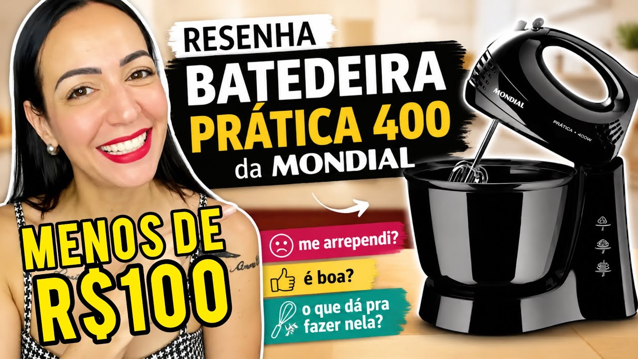 Miniatura da avaliação em vídeo de Batedeira Mondial Prática B-44-W 400W Branca