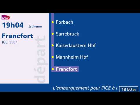 Annonce SNCF DB train ICE Paris Est - Francfort [HD - Animé]