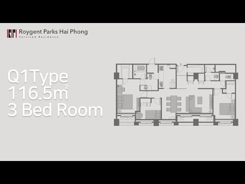 【Roygent Parks Hai Phong】Habitación de 3 dormitorios, 116,5㎡ (tipo Q1)