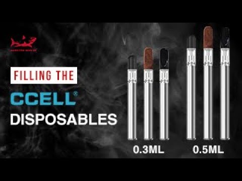 Part of a video titled How to Fill the CCELL Glass Disposable Vaporizer Pen - YouTube