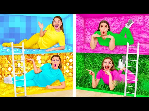 Secret Room Under the Bed Four Colors Challenge | Funny Challenges by BaRaDa