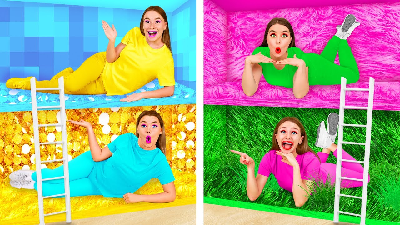 Secret Room Under the Bed Four Colors Challenge | Funny Challenges by BaRaDa