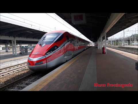 Arrivo e partenza alla Stazione di Venezia Mestre ETR 400 28 livrea 10 anni di FR