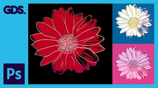 Andy Warhol Pop Art Flower - Photoshop Tutorial - Flower for Tacoma Dome