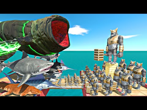 Sea Monsters Bridge Challenge | Ghor Hammer Team vs Bloop - Animal Revolt Battle Simulator