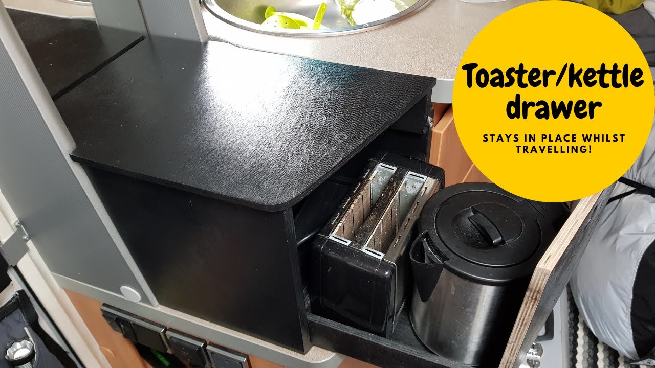EASY solo parent caravanning - BUILT IN kettle/toaster drawer