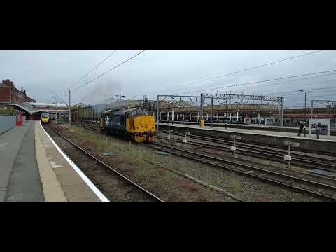 DRS 37401 'Mary Queen Of Scots' departs Crewe working 0Z38 Gresty Bridge to Derby R.T.C 23/7/22