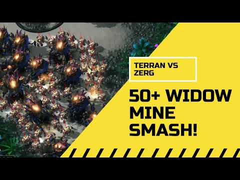 Starcraft II 50+ Widow Mines versus Ravagers!