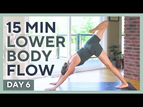 DAY 6 💚 15 min Morning Yoga & Pilates - LOWER BODY FLOW - Yogalates Challenge