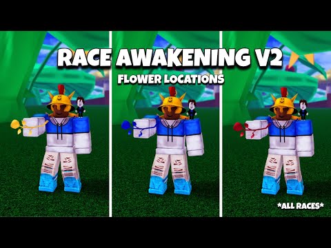 *FASTEST METHOD* How To Get Race Awakening V2 (All Races) & All Flower Locations | Blox Fruits