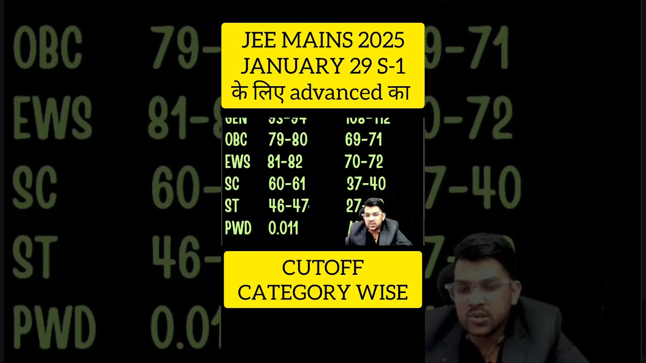 JEE MAINS 2025 category wise cutoff marks for jee advanced ✅ | January 29th S-1 #jee2025 #cutoff