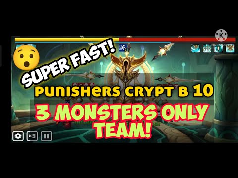 summoners war: new PUNISHERS CRYPT B10 super fast 3 MONSTERS ONLY team!!