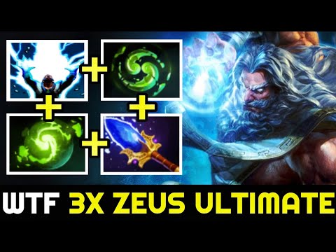 WTF 3X ZEUS ULTIMATE - Insane Zeus Thundergod's Wrath by Dendi Refresher Shard 7.27 Dota 2