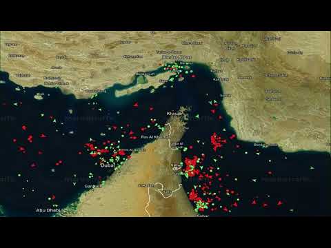 Live ship tracking map showing the Strait of Hormuz