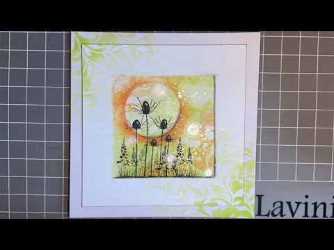 Silhouette Thistle on a Gel Press and Stencil Background by Jo Rice - A Lavinia Stamps Tutorial