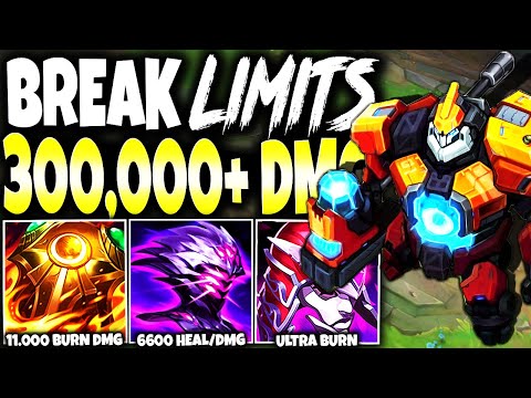 Literally Limit BREAKING of Immortal Sion Build ~ Burn, Heals & 300.000 DAMAGE 💀 - League of Legends