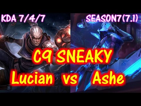 C9 Sneaky Lucian vs Ashe / Solo ranked replay /【LOL NA】【Pro replay】