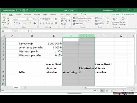 Matematik 1: BERÄKNA LÅN, RÄNTA OCH AMORTERING I EXCEL