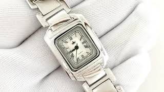 Rectangle Face Solid Sterling Silver Women's Watch Without Stones