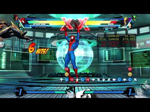 UMvC3 - A decent Spidey + Missiles combo (midscreen, 1 bar start, 1mil damage)