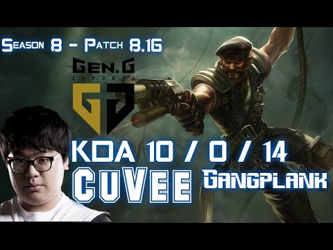 GEN CuVee GANGPLANK vs JAYCE Top - Patch 8.16 KR Ranked