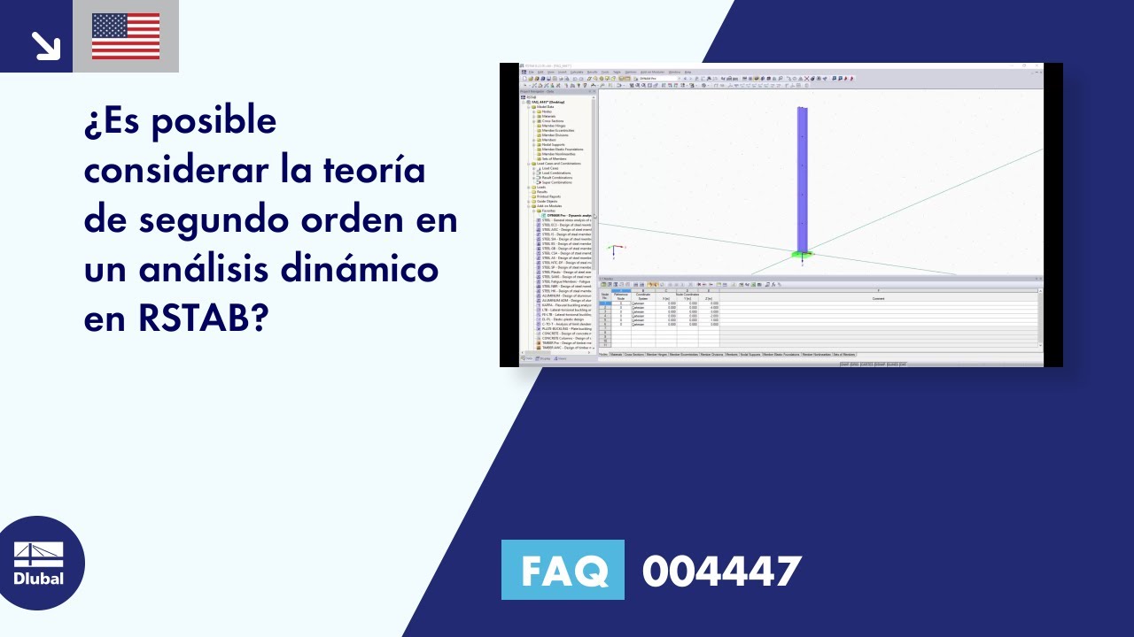 [EN] FAQ 004447 | ¿Es posible considerar la teoría de segundo orden en un análisis dinámico en RSTAB ...