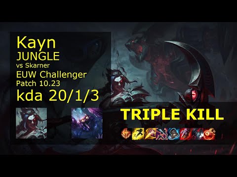 Kayn Jungle vs Skarner - EUW Challenger 20/1/3 Patch 10.23 Gameplay