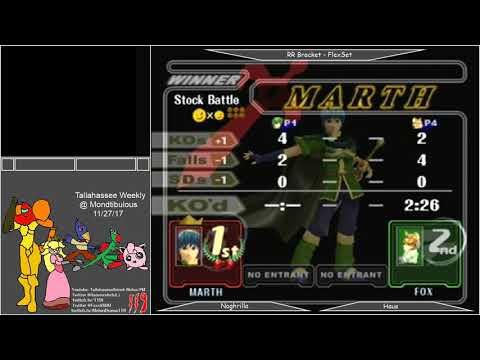 Mondtibulous11/27 - MeleeSingles - Noghrilla (Marth) Vs. Ken*Elite (Fox) - RRBracket