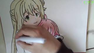 ［イラスト配信］ブルーアーカイブのホシノとノノミを描く　#初見さん歓迎　＃イラスト