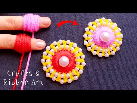 Amazing Woolen Craft Ideas with Finger - DIY Woolen Flower - Hand Embroidery Easy Trick -Sewing Hack