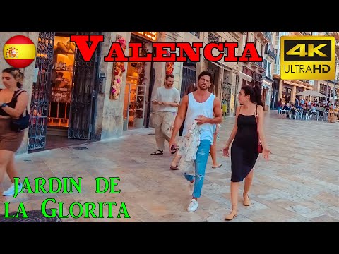 Valencia: 4K UHD 60fps walking tour of Ciutat Vella, jardind de la Glorita, and Porta de la Mar.