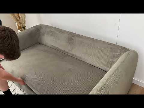 Video Wiame - Canap&eacute; convertible 2,5 places en velours c&ocirc;tel&eacute;